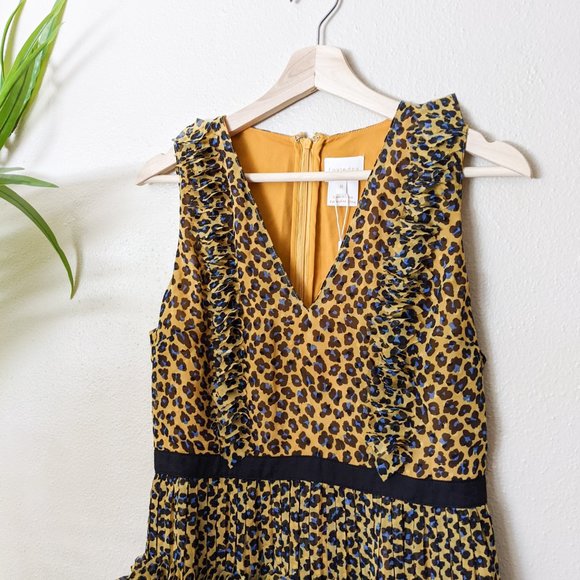 New Foxiedoe Sassa Leopard Printed Cutout Back Fringe Tiered Mini Dress - Picture 3 of 12